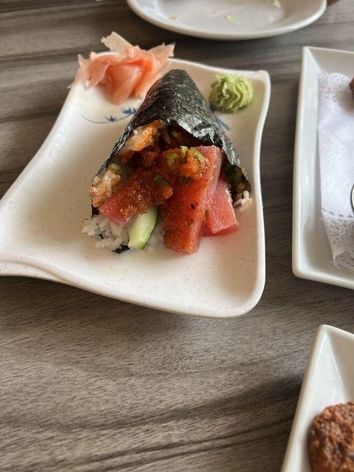SPICY TUNA HAND ROLL.